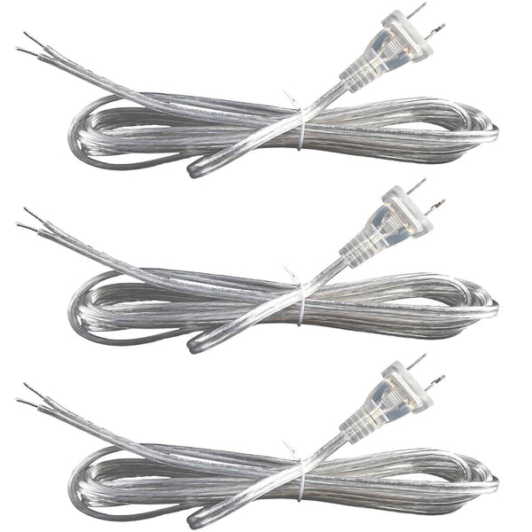 Clear Lamp Cord - 8 Feet Length Silver Replacement Lamp Cords for Lamp Repair, DIY Project, Rewire Electrical Cable