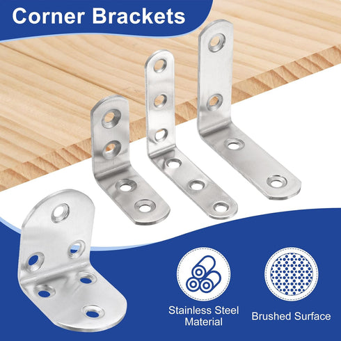 4pcs 1.8" 1.8" 1.5" 90 24 HARFINGTON L-Shaped Corner Bracket x x Stainless Steel Degree Angle Brace Joint Right Corner