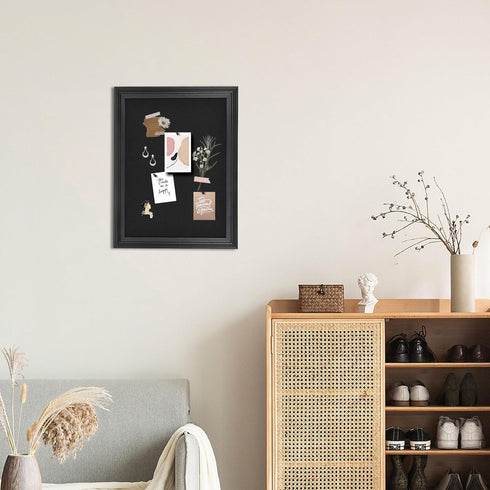 Bulletin Board with Felt, Black Wood Framed Display for Walls with Pins, Eye Bolts, and Screws for Office Decor