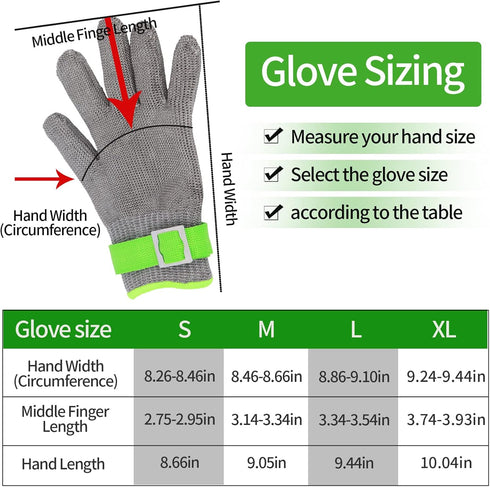 Level 9 Cut Resistant Kitchen Glove Food Grade Stainless Steel Wire Mesh Safety Work Glove Large