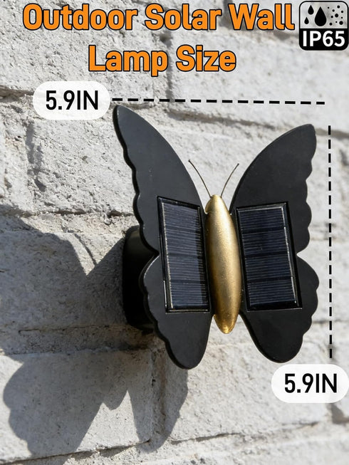 Agrollozi IP65 3000K Solar Butterfly Lights, Outdoor Butterfly Wall Lamp, Waterproof Garden Decor Solar Lights