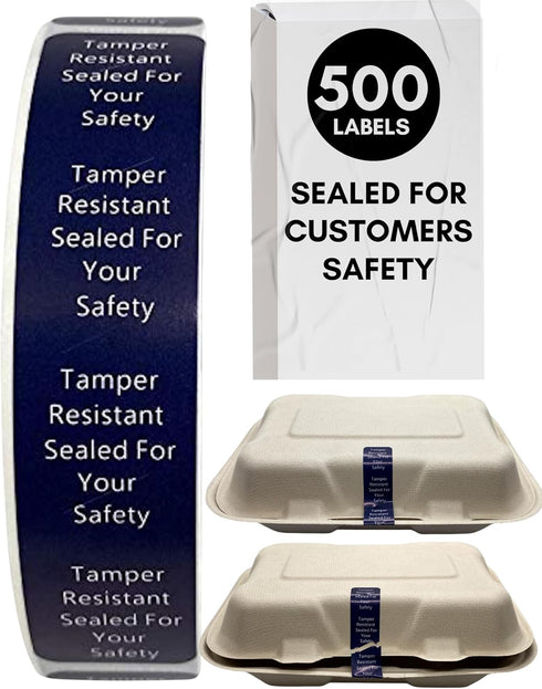Tamper Evident Tape, 500 Tamper Proof Stickers for Increased Security During Delivery, Navy Blue Safe Food Seal