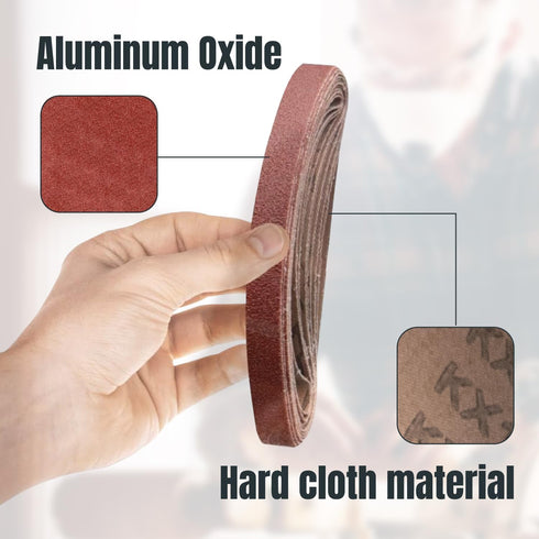 POWERTEC 1/2 x 18 Inch Sanding Belts, 20PK, 120 Grit Aluminum Oxide for Woodworking, Knife Sharpening