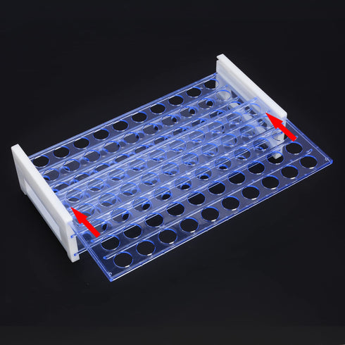 stonylab Test Tube Rack, 3-Tier Detachable Blue Plastic Holder for 50-Place Laboratory Experiments