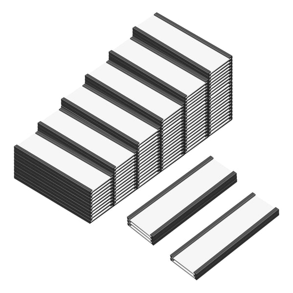 C Channel Magnetic Label Holders, 1x3 Inches with Paper Inserts and Clear Protectors, Pack of 100 Data Card Holders