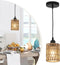 LAMSU 1-Light Rattan Pendant Lights, Boho Farmhouse Pendant Lighting with 4.75.9in Hand