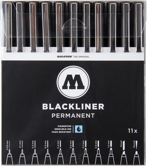 MOLOTOW Complete Set Blackliner Pen, 11 Pens (200.485)