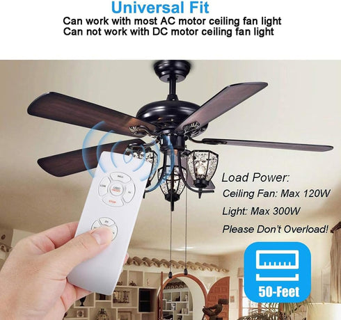 LPHUMEX 2 Pack 3-in-1 AC Motor Ceiling Fan Remote Control Kits, Fan Speed, Timing and Light Wireless Remote Control