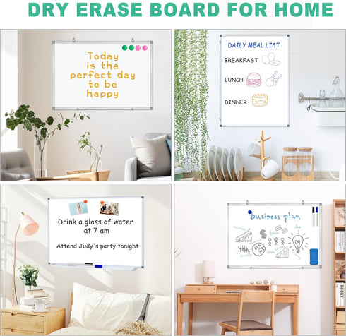 H-Qprobd 36"x24" Magnetic Whiteboard, Large Dry Erase Board with Aluminum Frame, Includes 6 Markers, 2 Erasers & 12