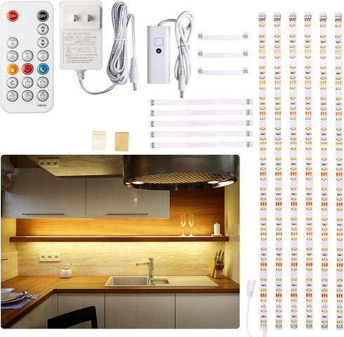 WOBANE Under Cabinet LED Lighting Kit, 6 PCS Dimmable LED Strip Lights