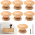 15PCS Round Wood Drawer Knobs, 1-3/8 inch Diameter Mushroom Knobs with Mounting Screws for Furniture - Wood Grain