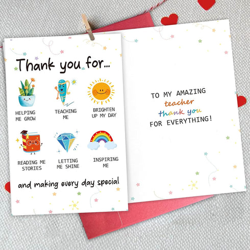 Bablira Thank You Card for Teacher, Cute Teacher Appreciation Gifts from Students, Gift for End of Term, Graduation