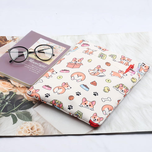 HOLLP Corgi Book Sleeve, Waterproof Zipper Pouch, Animals Gifts for Corgi Lovers, Birthday Christmas Gift