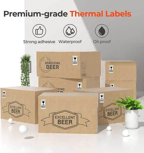 MUNBYN 2.25"x1.25" Thermal Sticker Labels, White Self-Adhesive Barcode Label Paper for Direct Thermal Printer, 1000