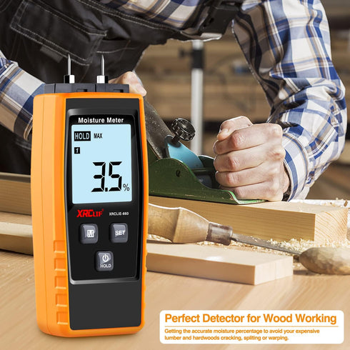 XRCLIF Digital Moisture Meter - Handheld Wood Humidity Meter for Walls/Firewood/Lumber/Mortar, Moisture Detector