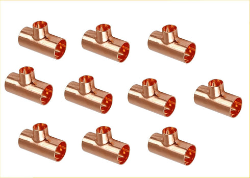 EZ-FLUID Plumbing 3/4" x 3/4" x 1/2" C X C X C Copper Reducing Tee, LF Pressure Copper Fittings