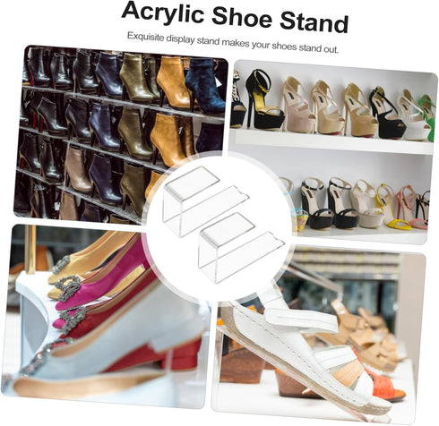 2pcs PRETYZOOM Acrylic High Heel Display Stands for Retail Shop Transparent Shoe Racks for Sneakers and High Heels