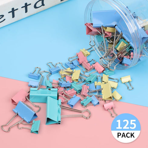 Joyberg 125Pcs Binder Clips, Assorted Sizes for Office Supplies, Home, and School