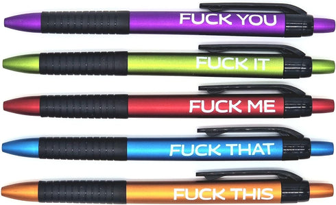 Uncle's Funny Pens, Set of 5 Office Pens for Positive Coworkers, Fun Sarcastic Humorous Unique Office Supplies