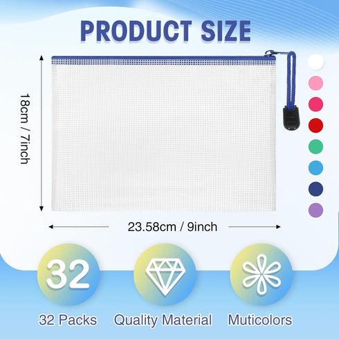 Jetec 32 Pcs Waterproof Mesh Zipper Bags, Toy Storage Bags, Reusable Bikini Organizer Bags, Multipurpose for Office