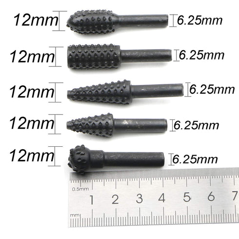 JIUWU 10pcs Black Twist Rotary Burr Drill Bits 6.35mm Shank for Wood Carving, DIY Woodworking Chisel Power Tools
