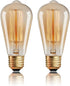Sevici ST64 Edison Bulbs 2 Pack,Amber Vintage Incandescent Light Bulbs 110V 40W 240LM,E26