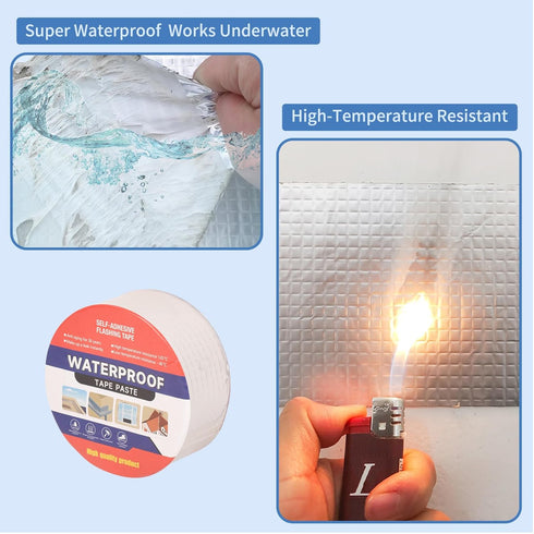 2" W X 16.4'L Waterproof Tape for Leaks, Aluminum Butyl Tape for RV, Glass Repairs, Window Caulking, Roof Patching