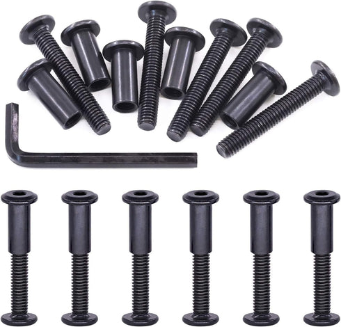 Swpeet 25Pcs M6x40mm Carbon Steel Black Hex Drive Socket Cap Bolts with 1Pcs Allen Wrench, Furniture Kit