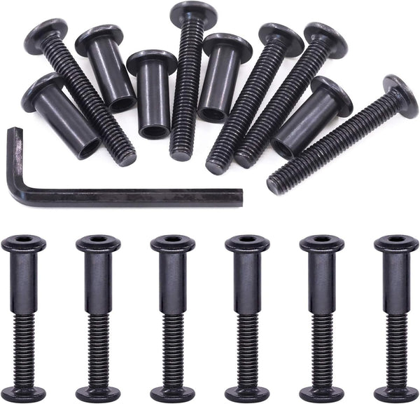 Swpeet 25Pcs M6x40mm Carbon Steel Black Hex Drive Socket Cap Bolts with 1Pcs Allen Wrench, Furniture Kit
