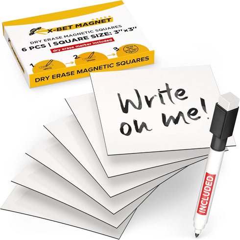 Dry Erase Magnetic Labels - Reusable Sticky Notes for Refrigerator, Blank Magnet Stickers for Writing