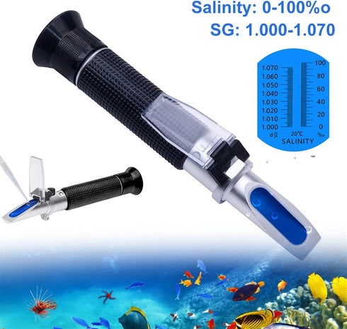 VGVGV 0-100% 1.000-1.070 Brix Refractometer, Handheld Salinity Refractometer ATC Seawater Salt Concentration