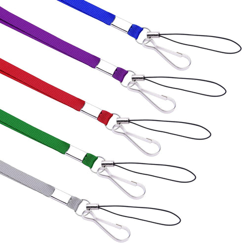 Wisdompro 20 Pack Colorful 17 inch Nylon Neck Strap Lanyard with J Hook Clip & Tone Split Ring