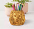 Lion Pencil Holder - Golden Desk Organizer for Office Supplies