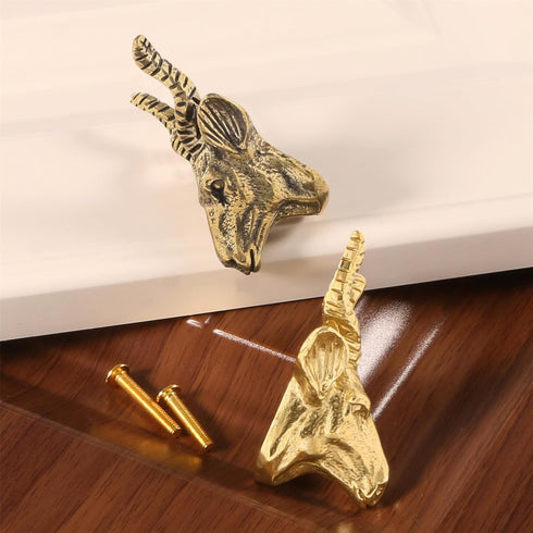 Zeizafa Unique Drawer Pulls Brass Dressers Knob Cupboard Handle Modern Furniture Handle Goat Shape Bedside Cabinet Pull
