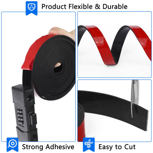 WochiTV Adhesive Solid Rubber Sheets, 12" Wide x 1/8" Thick, Self Stick Black Neoprene for DIY Insulation