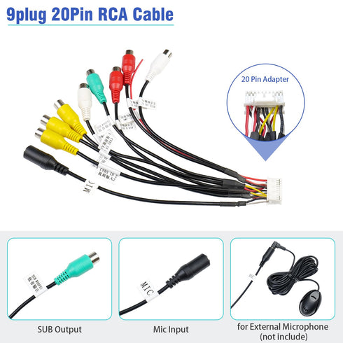 16Pin 10Pin 20Pin 4Pin/6Pin Radio Wiring Harness Kit ISO Android Car Stereo Wire Harness with Butt Connectors RCA
