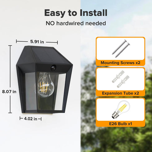 3 1Pack LUTEC Solar Wall Lights Outdoor, Solar Wall Lanterns with Modes, Dusk to Dawn Motion Sensor Led Sconce Lights