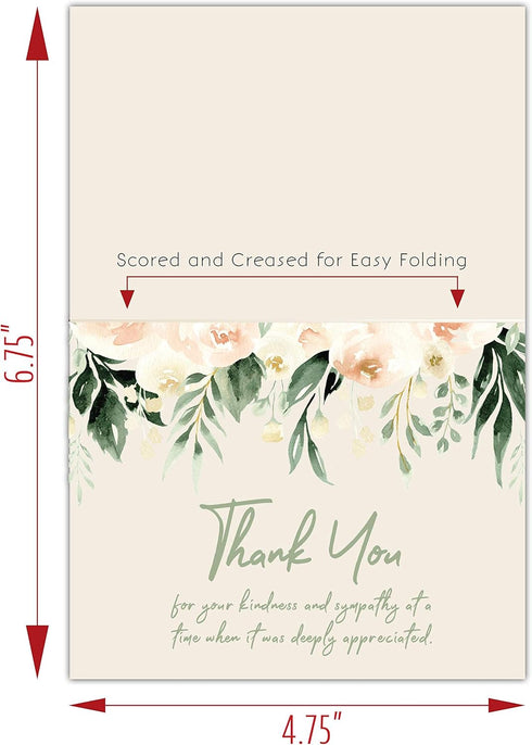 MPC Brands (25, In Memory Of Blank Funeral Thank You Cards - Sympathy Bereavement Thank You Cards With Envelopes