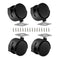 Black Plastic Caster Wheels, 2 inch Locking Small Casters Set of 4 with 16 Screws for Furniture Workbench