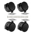 Black Plastic Caster Wheels, 2 inch Locking Small Casters Set of 4 with 16 Screws for Furniture Workbench