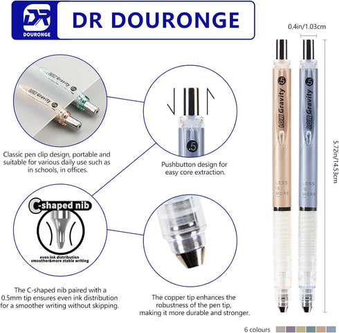 Gel Pens, Fine Tip Pens, 12 Pcs 0.5mm Black Ink Pens Fine Point Smooth Writing Pens, Ball Point Pens for Journaling, Ink Not Skip, Cute Aesthetic Office School Supplies Gifts for Women by DR DOURONGE