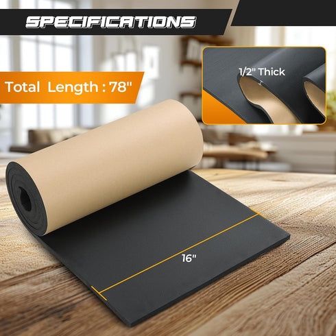 1/2 16 78 NATGAI Sponge Neoprene with Adhesive Foam Rubber Sheet Thick X Wide X Long, Cut to Multiple Dimensions