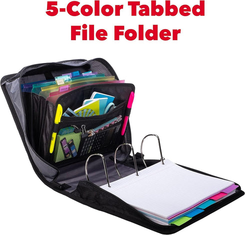 Case it King Size Mighty Zip Tab Binder, 3 Rings, 4" Capacity, 11 X 8.5, Purple