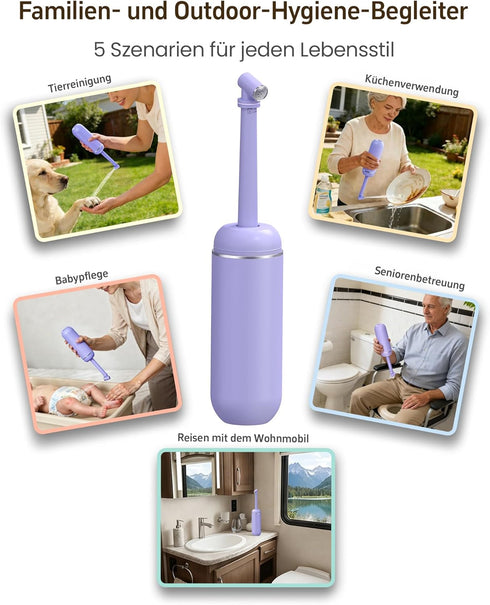 380ml (12.8oz) Leak-Proof Portable Bidet for Travel, Full Capacity Handle Bidet, Peri Bottle with Secure Seal