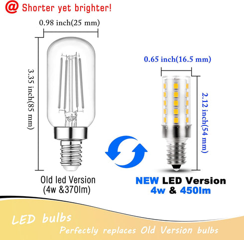E12 T6 C7 40 Bulbs 4000K 450lm 4W 120Volt E12 Bulb Non-Dimmable, 4 Pack Heifymi Watt Equivalent LED Natural White Small
