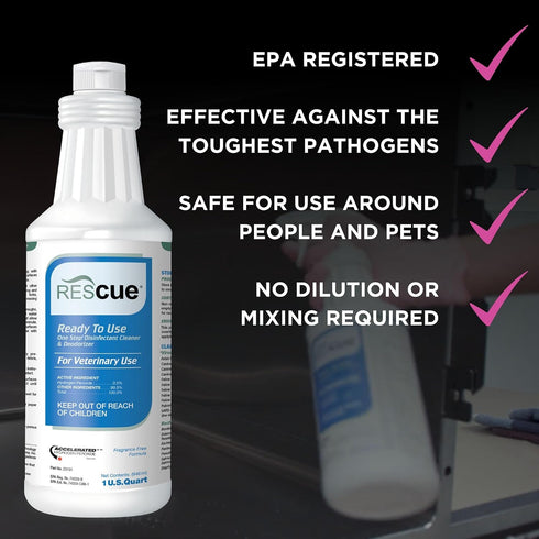 32 Nozzle REScue One-Step Ready-to-Use Disinfectant Cleaner & Deodorizer For Veterinary Use, Animal Shelters, Pet
