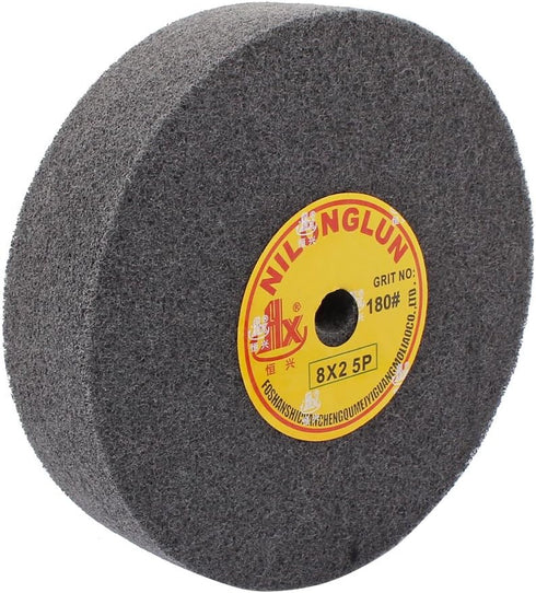 uxcell 8" Dia 2" Thick 5P 180 Grit Nylon Fiber Wheel, Abrasive Polishing Buffing Disc, Black