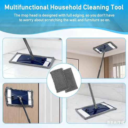VOUBIEN 2 Wall Cleaner Mop with Long Handle, Extra Wall Dust Mop for Washing Walls with Microfiber Reusable Pads,Floor