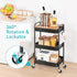 TOOLF 3-Tier Rolling Cart, Metal Utility Cart with Top, Storage Craft Cart with Wheels, Trolley Organizer Serving Cart