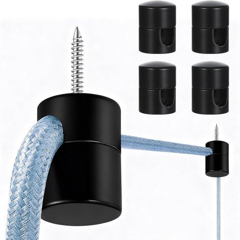 Zelphvt 4 Pcs Ceiling Hooks for Hanging Lights Black Light Hanging Hooks Metal